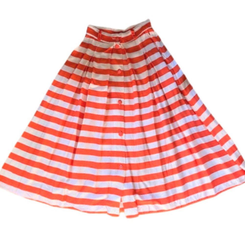 Vintage 80s striped button down midi skirt